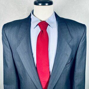 Vintage Yves Saint Laurent Blazer Mens 44R Blue Wool Sport Coat Jacket France
